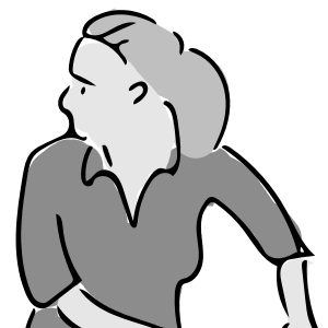 A woman looking over her shoulder